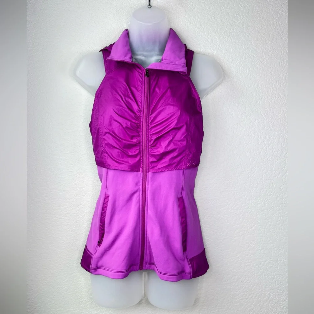 Lululemon Purple Ruched Zip Up Hooded Vest‎ Size 4